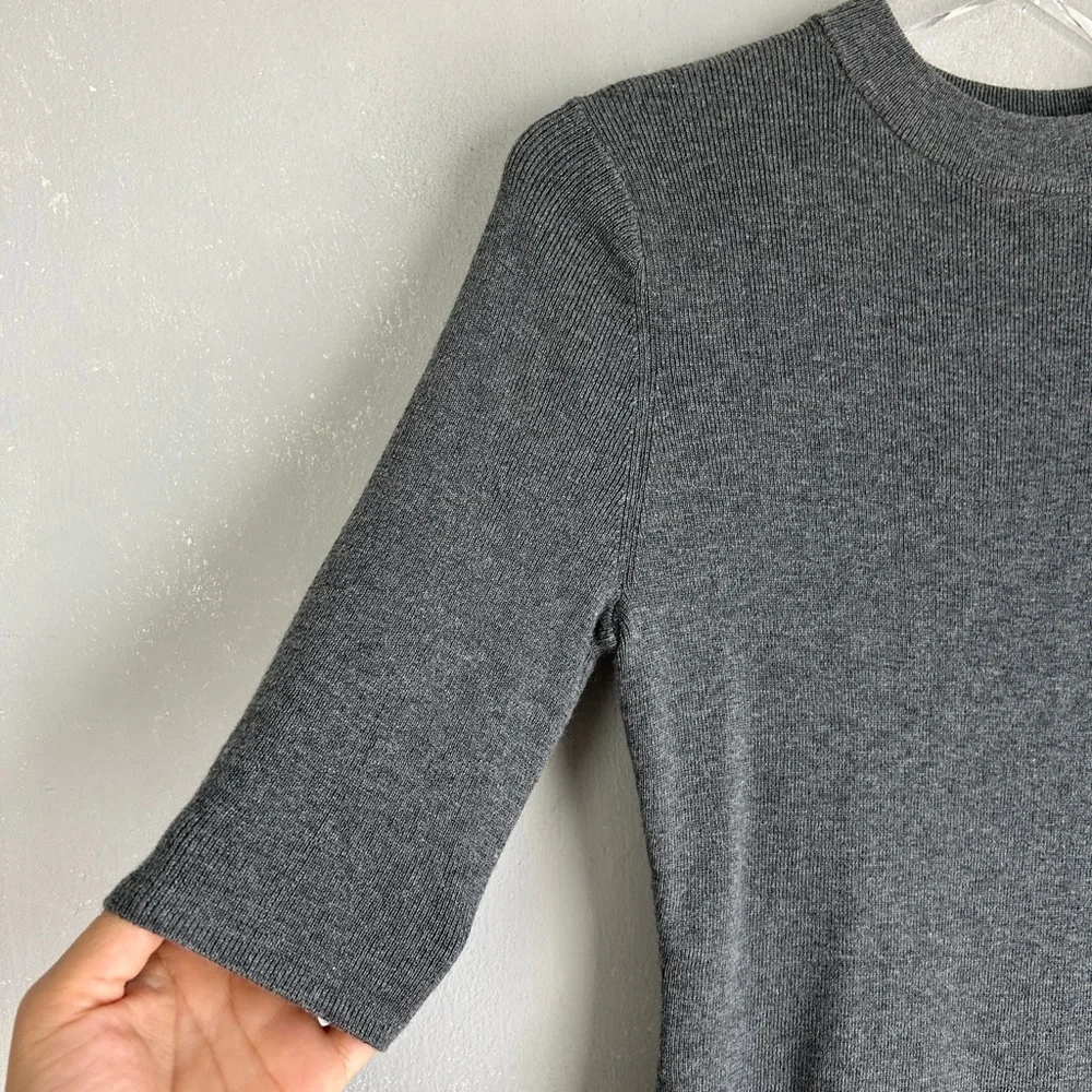 ADAY size M Like a Glove bodysuit high neck short sleeve gray merino wool blend - Picture 4 of 11